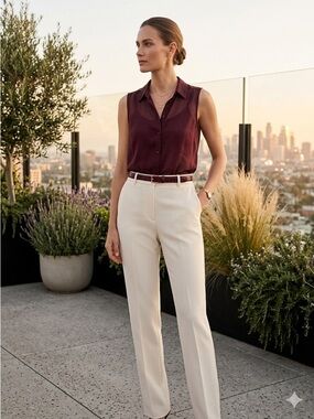 H&M Burgundy Sheer Sleeveless High-Low Blouse - EUC - Size 4